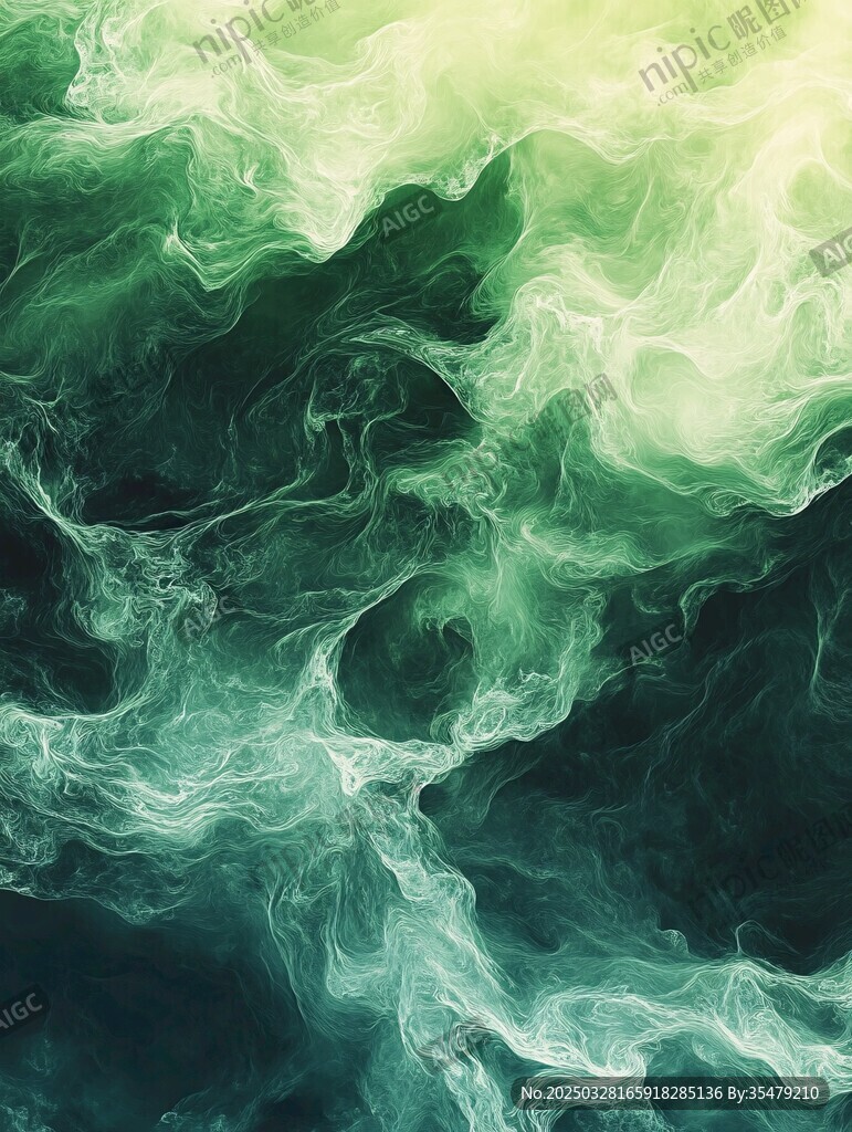 梦幻绿调烟雾抽象背景图