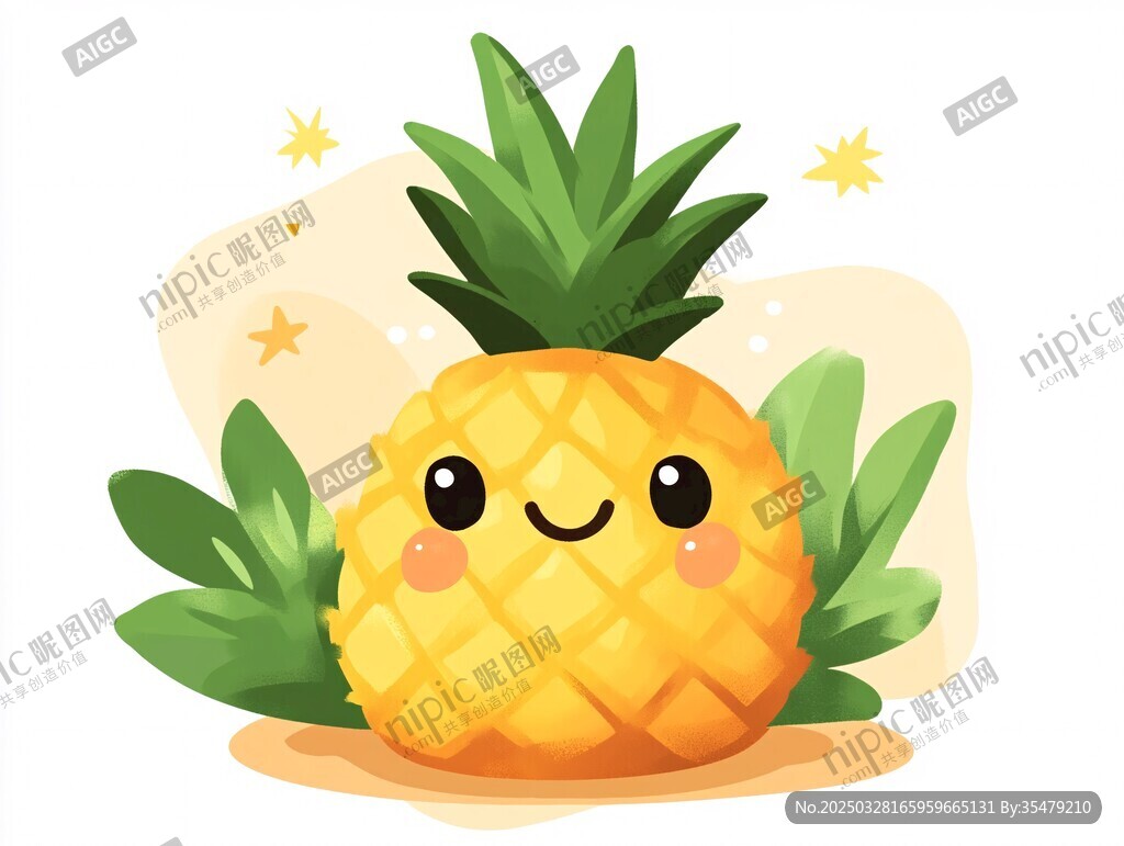 可爱微笑菠萝插画