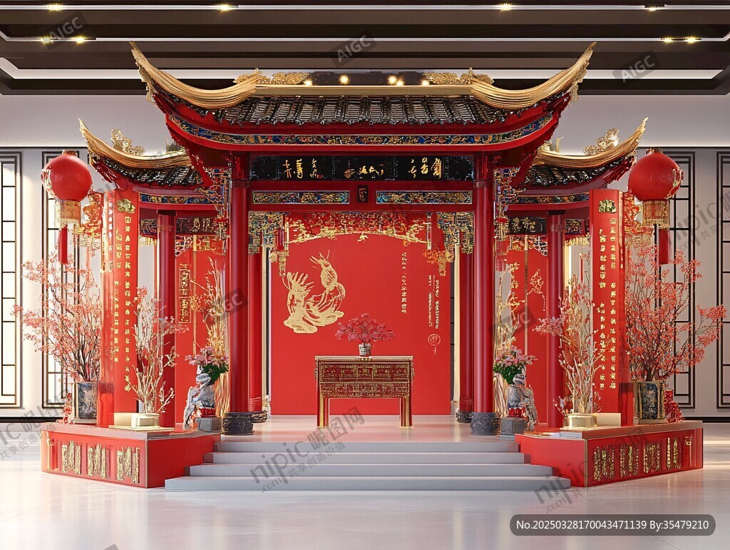 中式古典喜庆祭祀场景