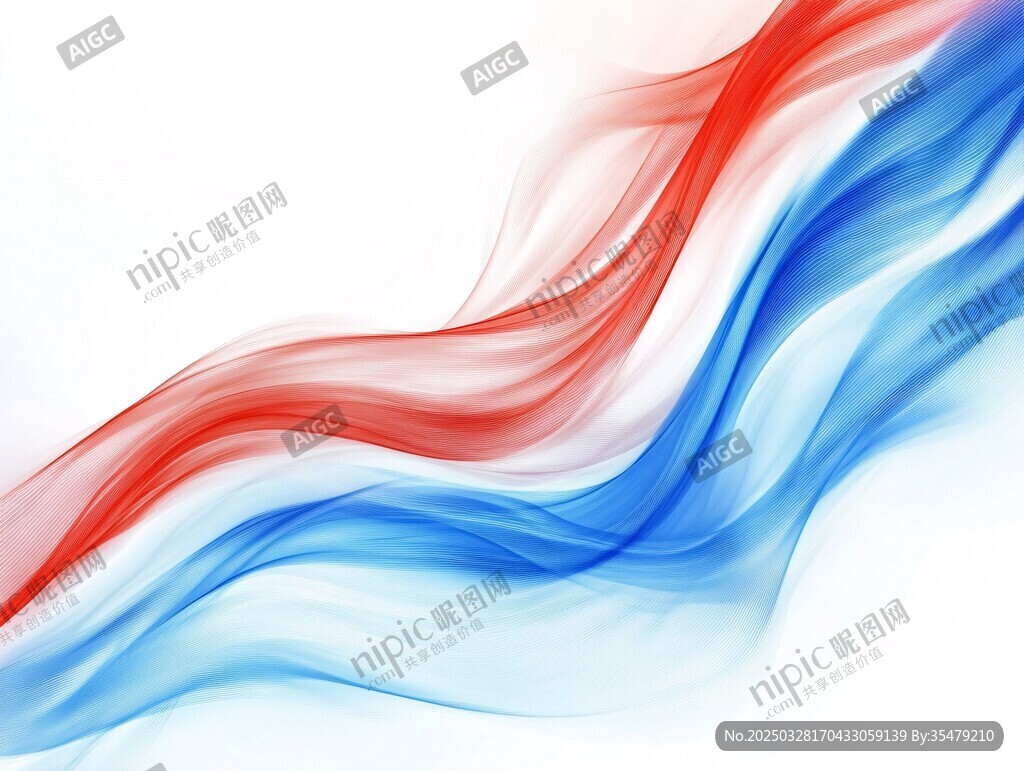 红蓝飘带抽象动感背景图