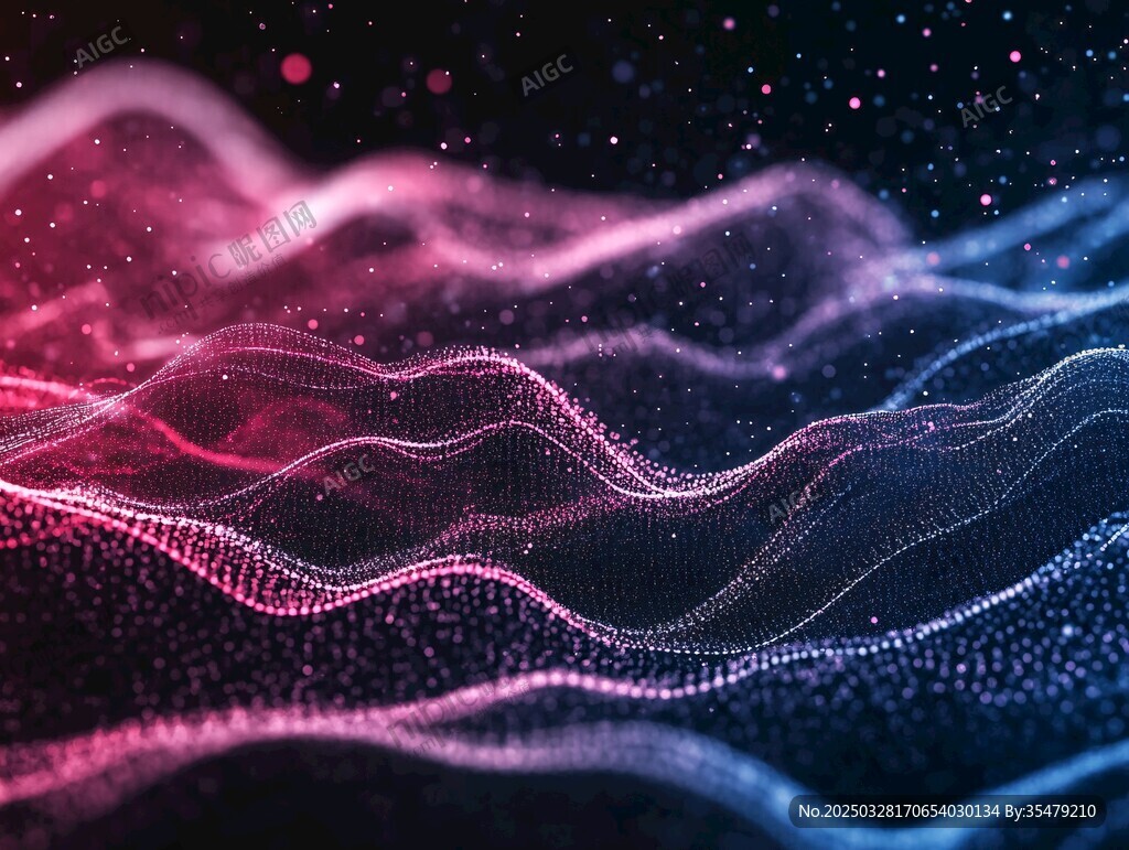 梦幻粒子波浪科技背景图