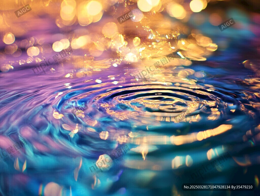 梦幻光斑下的水波纹