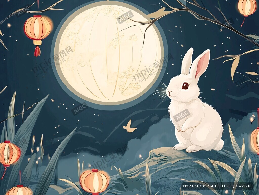玉兔望月贺中秋