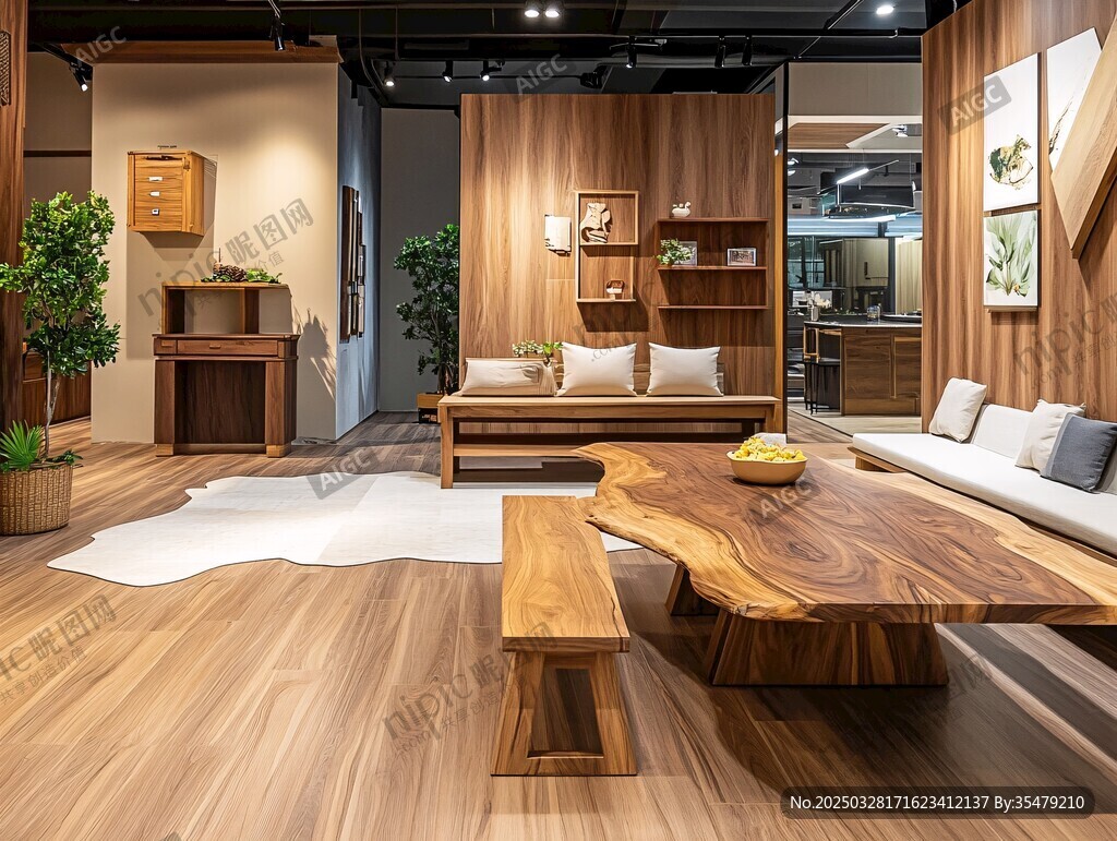 自然风木质客厅家居展示