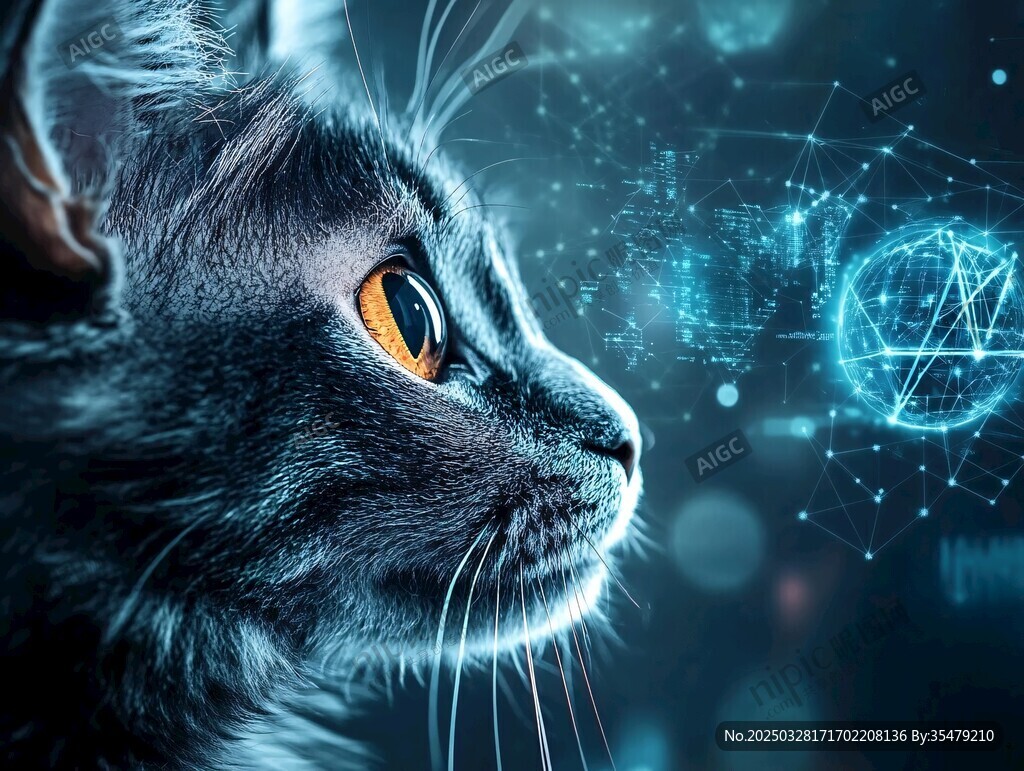 科技感猫咪的梦幻凝视