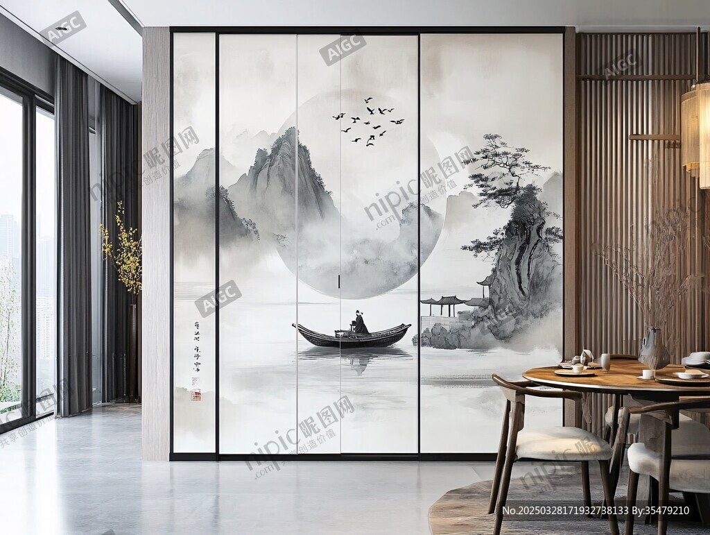 中式山水屏风隔断雅致空间