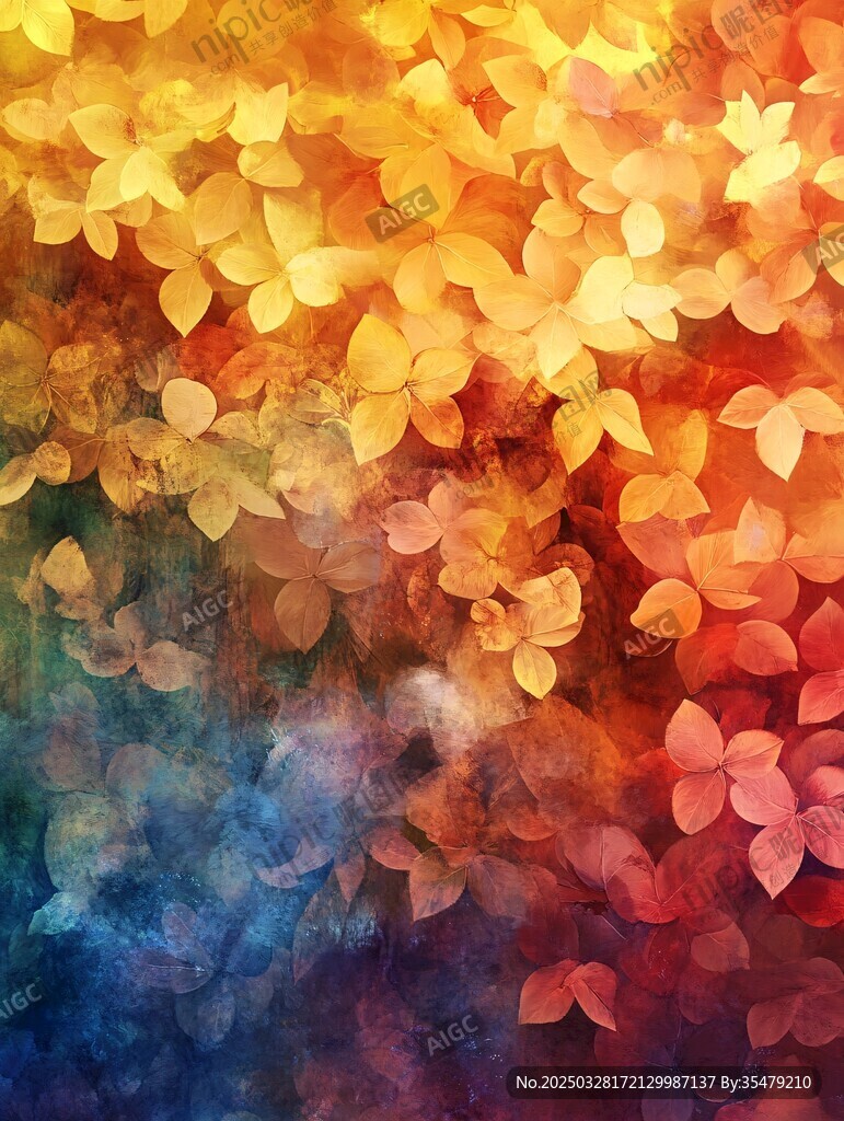 梦幻秋叶水彩背景图