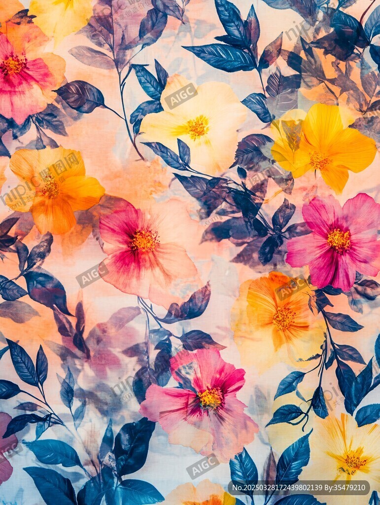 水彩花卉图案 缤纷色彩