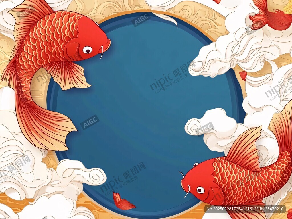 锦鲤戏云图
