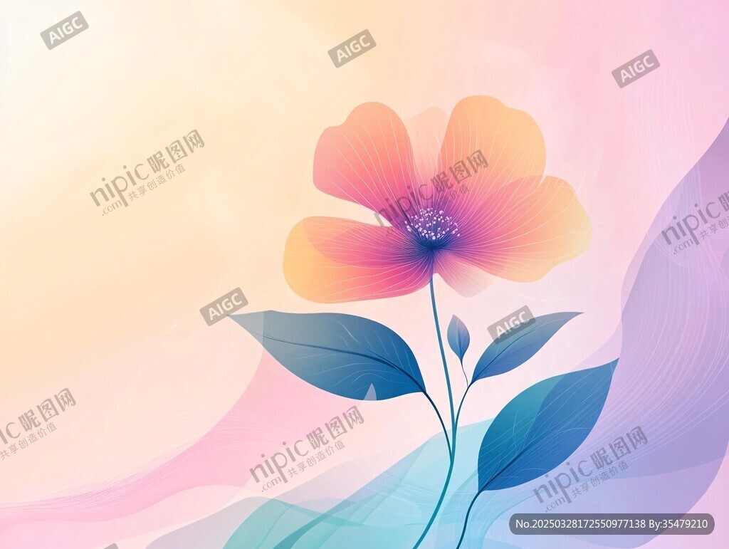 梦幻单花插画