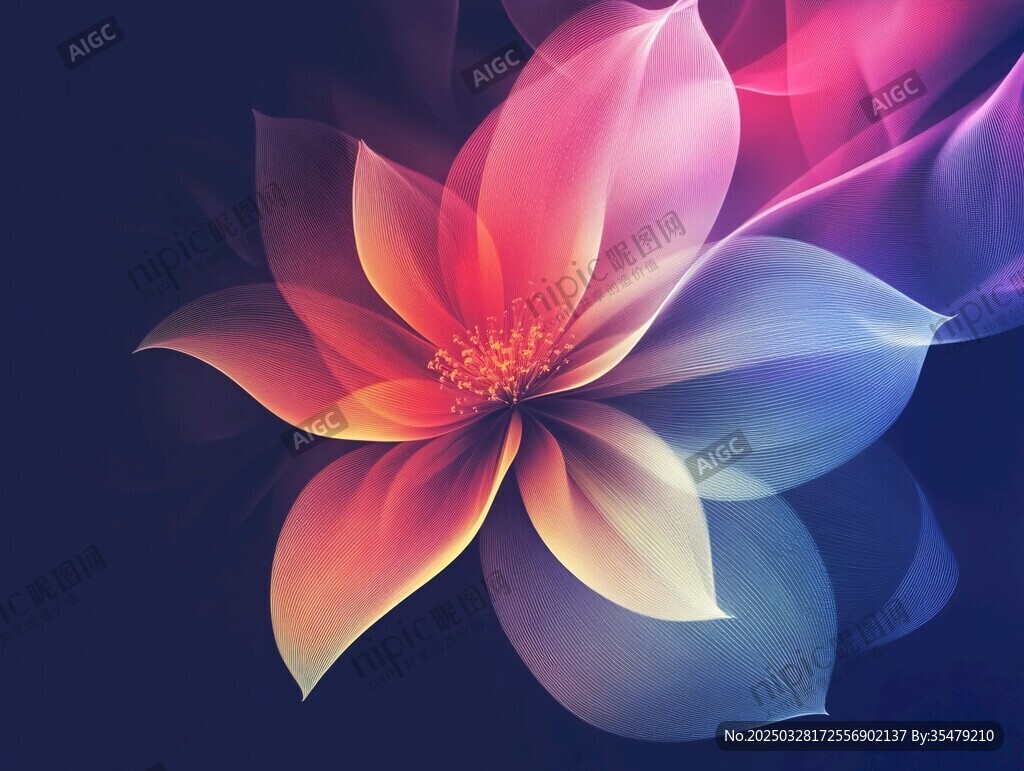 梦幻炫彩花朵抽象艺术图