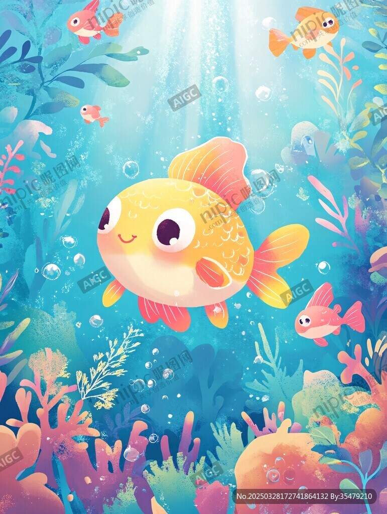 畅游海底的可爱金鱼