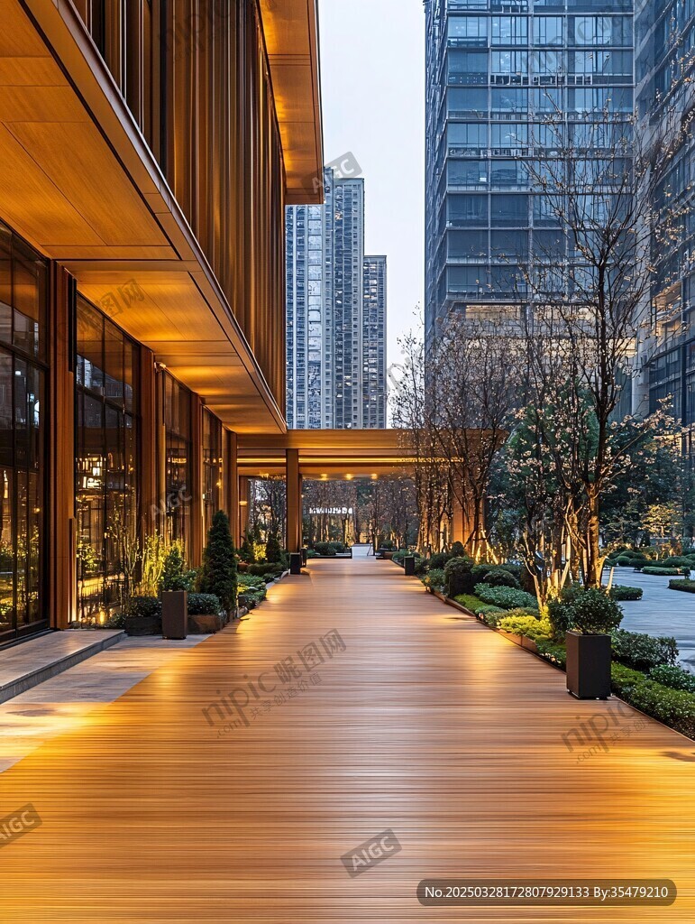 现代都市精致户外休憩步道