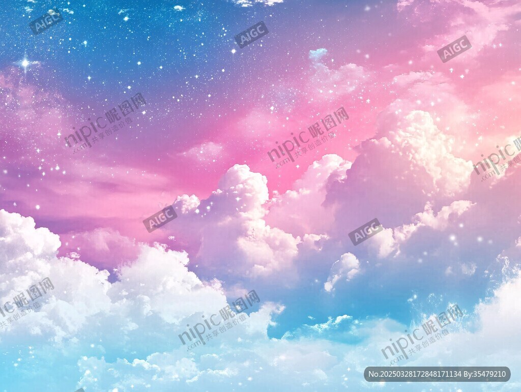 梦幻星空下的绚烂云海