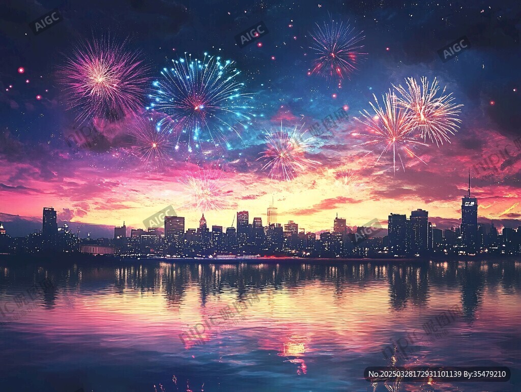 城市烟花夜景绚丽之美