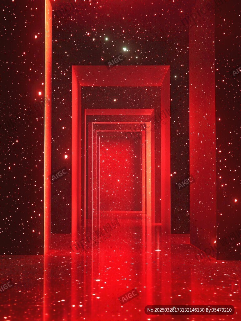 梦幻红色星空门廊空间