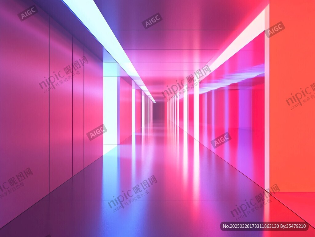 梦幻霓虹走廊未来感空间