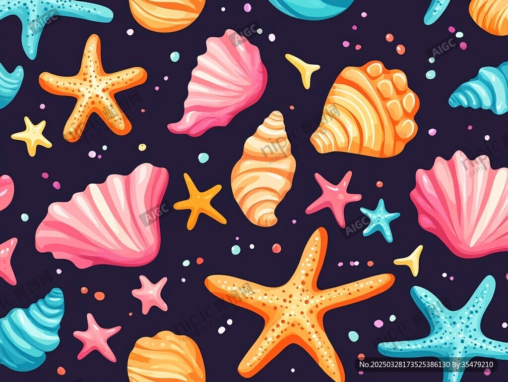 海洋贝壳海星梦幻图案