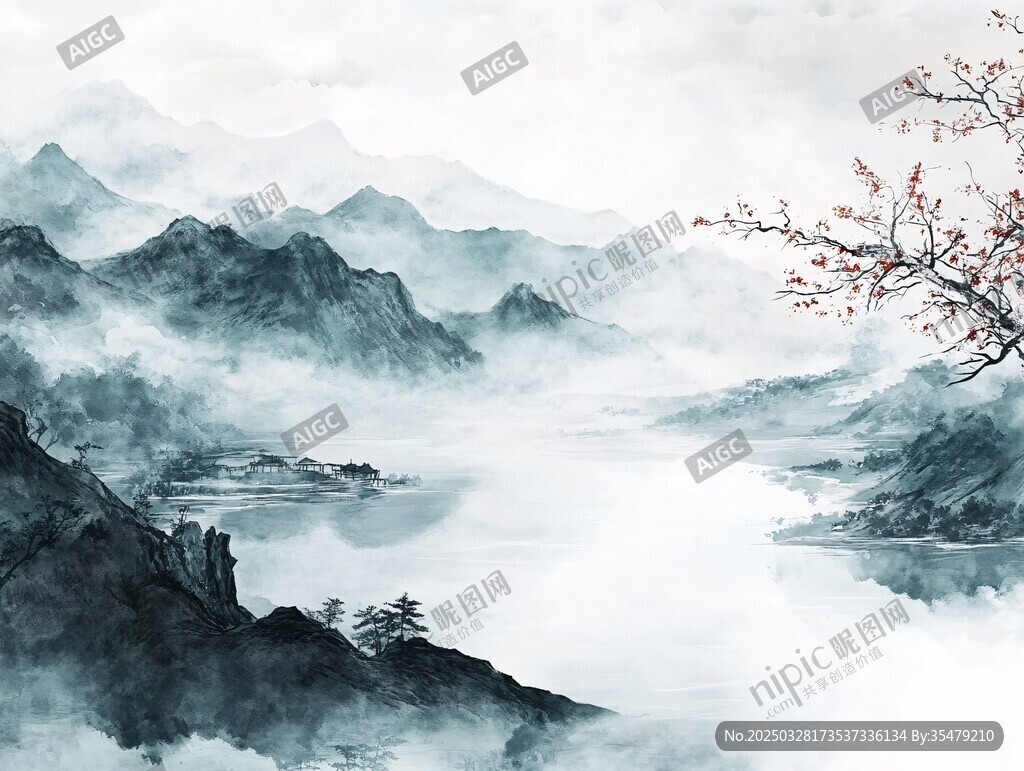 水墨山水间 繁花映山峦