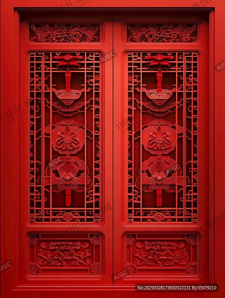 中式红木门 精致雕花工艺