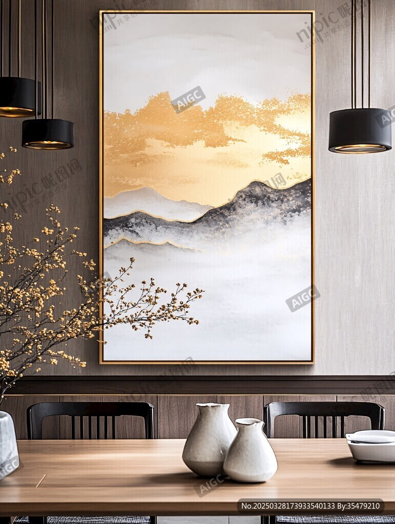 中式山水挂画装点雅致空间