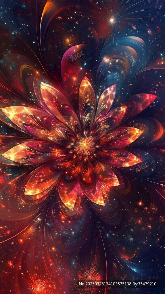梦幻绚丽分形花朵宇宙图景