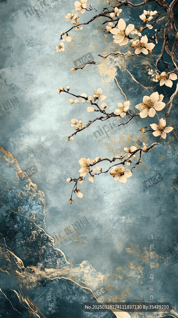 水墨梅花图 雅致国风意境