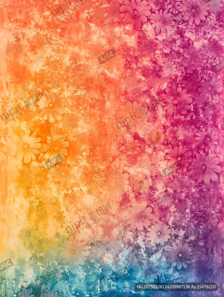梦幻花卉渐变水彩背景图