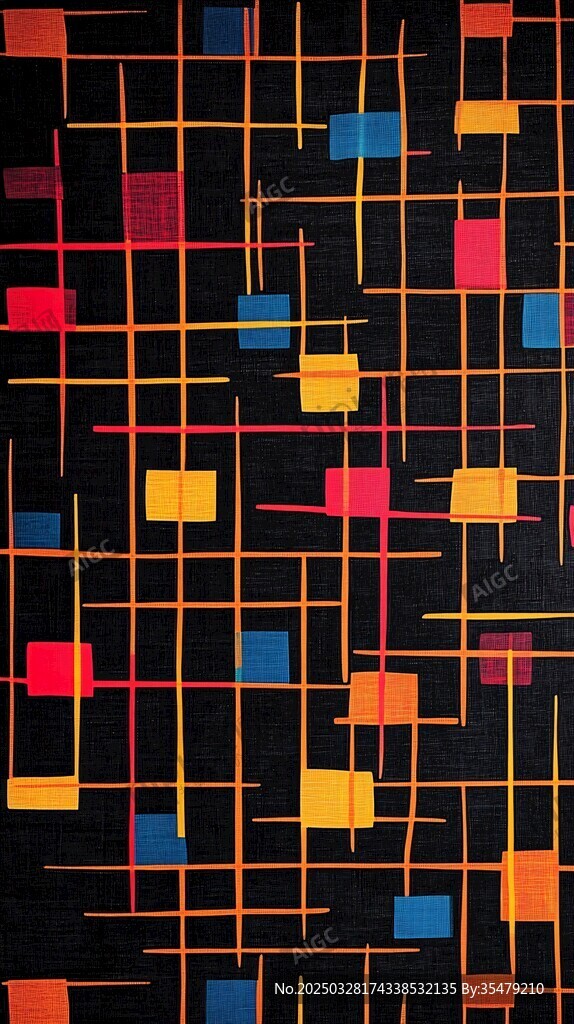 抽象几何彩色方块艺术画