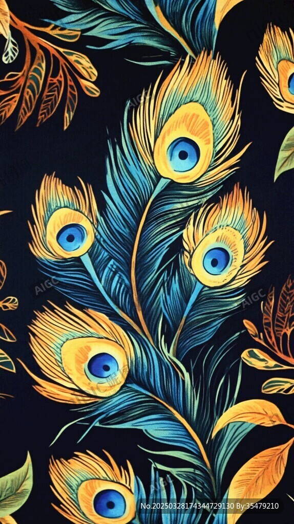 孔雀羽毛图案的精美花纹