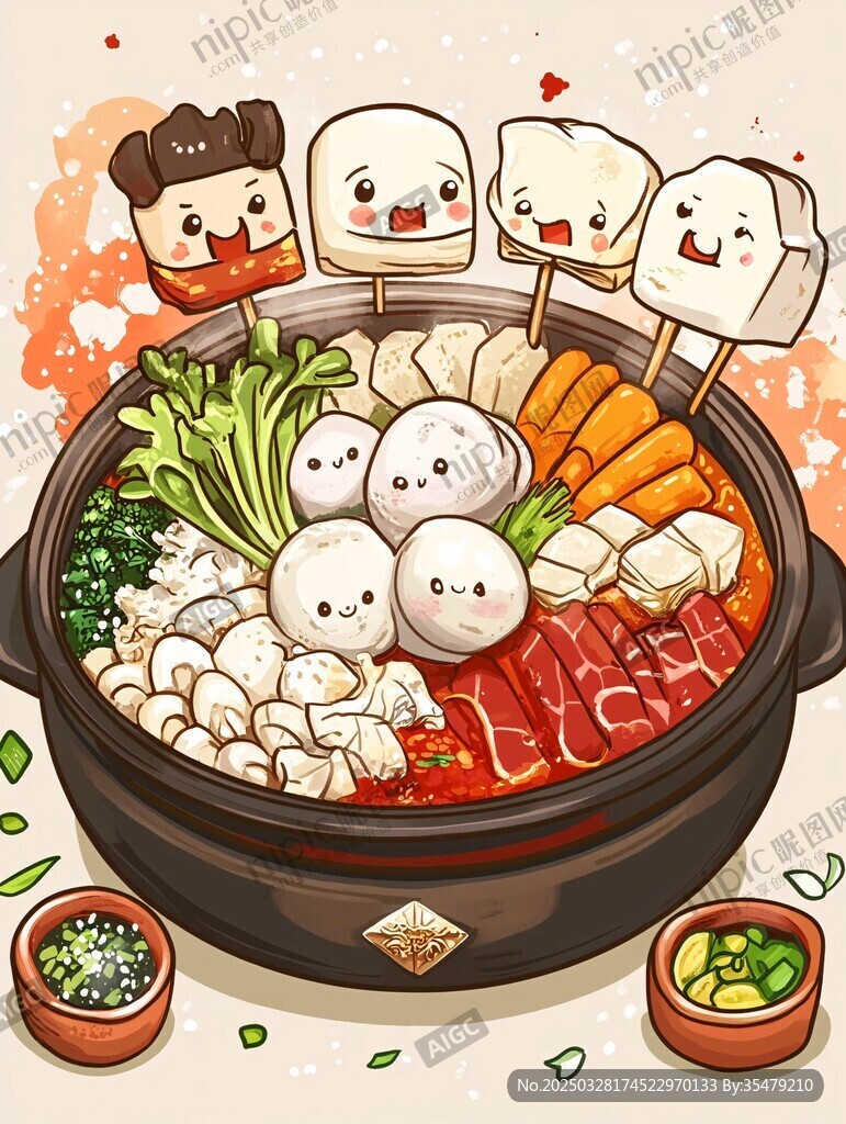 可爱风火锅食材欢乐聚会