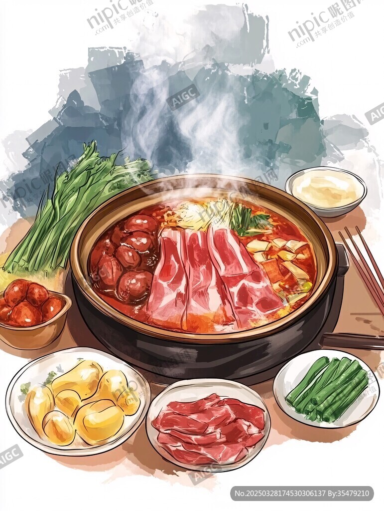 美味火锅食材丰盛诱人