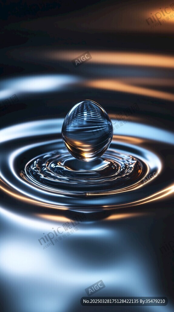 水滴落水面的美丽涟漪