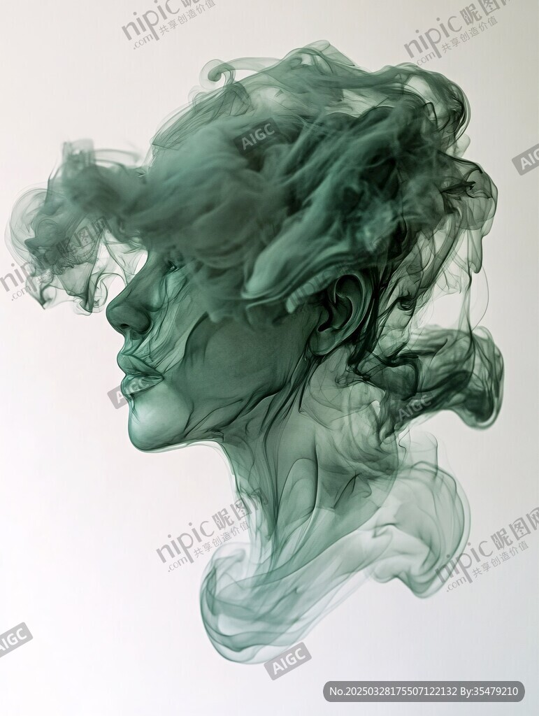 烟雾构成的梦幻人脸轮廓