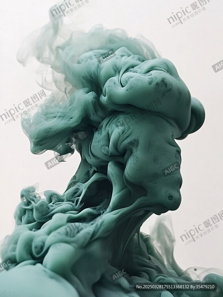 墨绿墨水水中舞动瞬间
