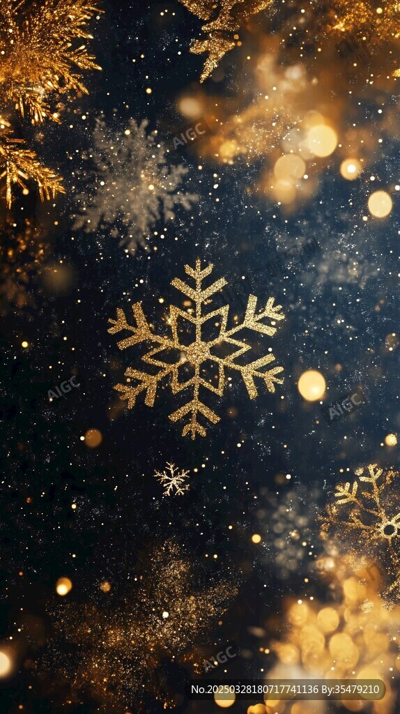 金色雪花梦幻背景图