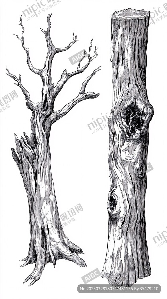 枯树素描图