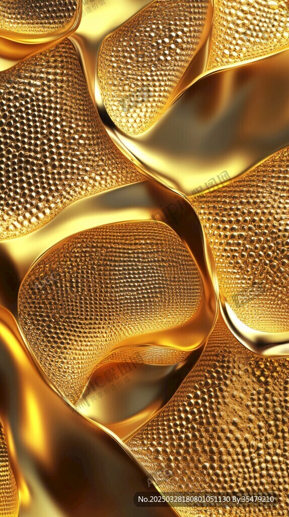 金色波纹质感3D金属纹理