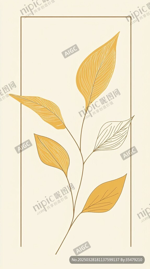 简约黄叶插画图案设计
