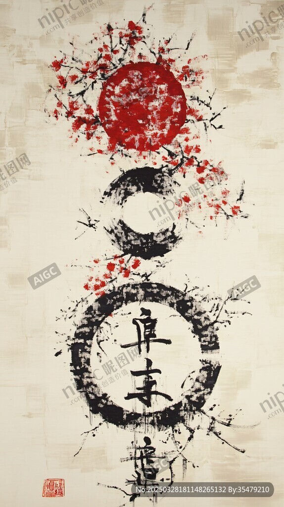 水墨风良辰吉时中式插画