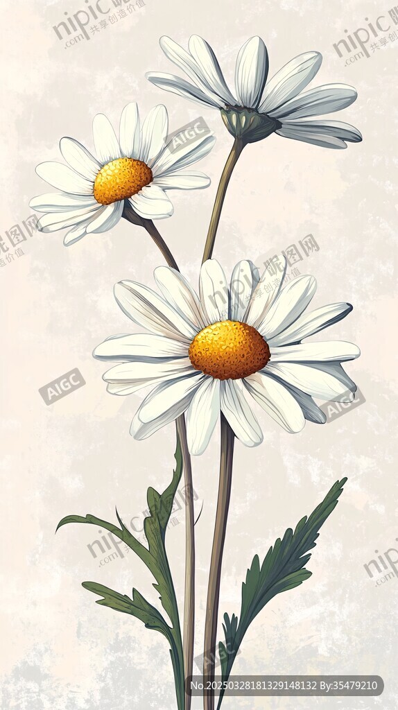 三朵清新雏菊插画