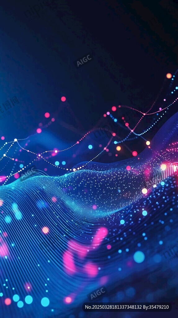梦幻数字波浪科技背景图