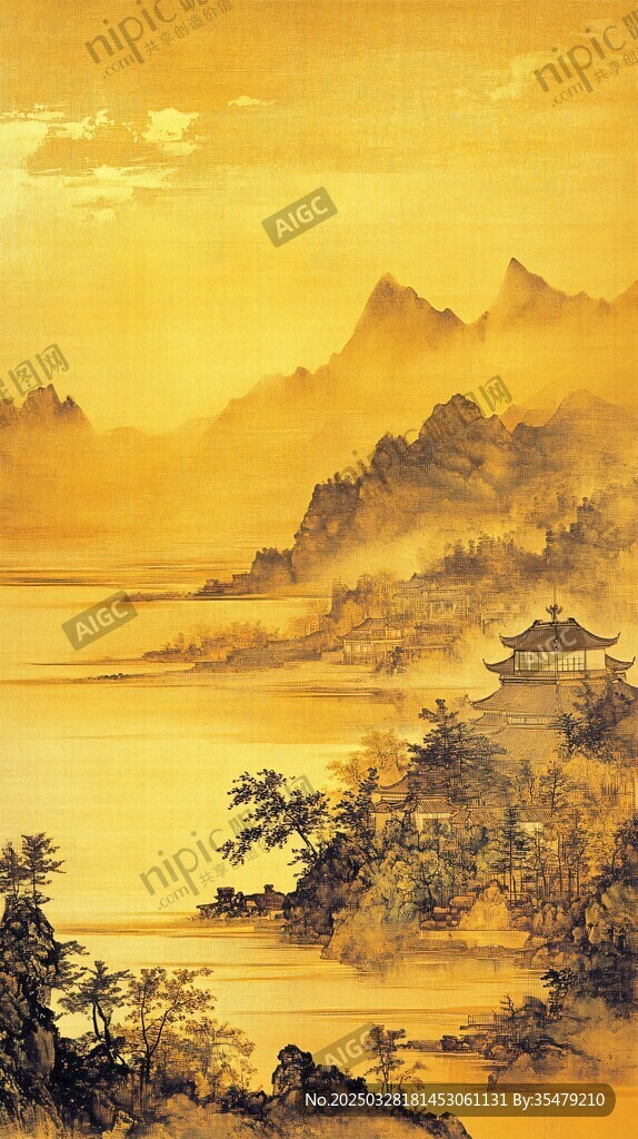金色山水间的中式古韵