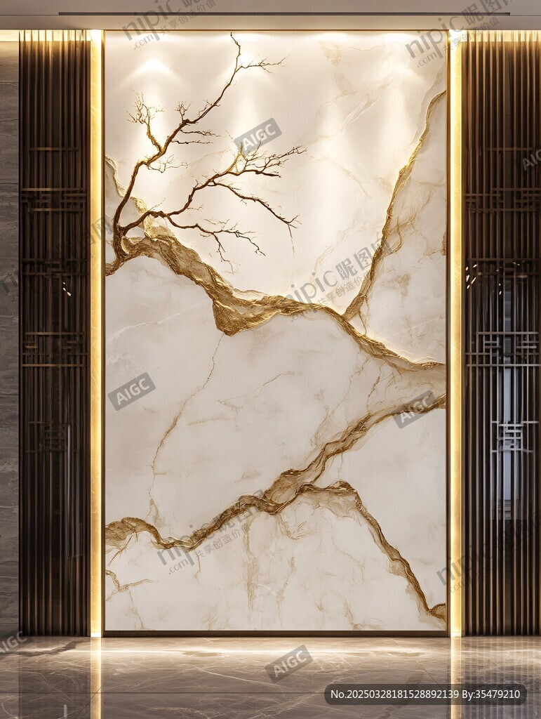 大理石玄关背景墙艺术风