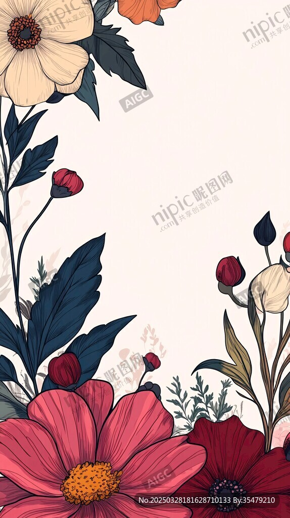 花卉边框插画