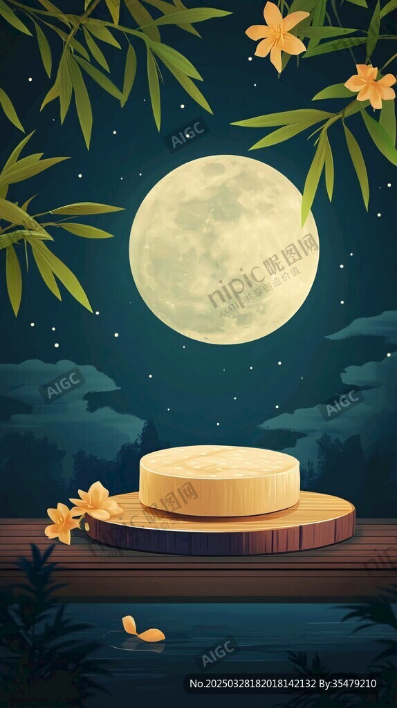 月夜下的月饼与静谧景致