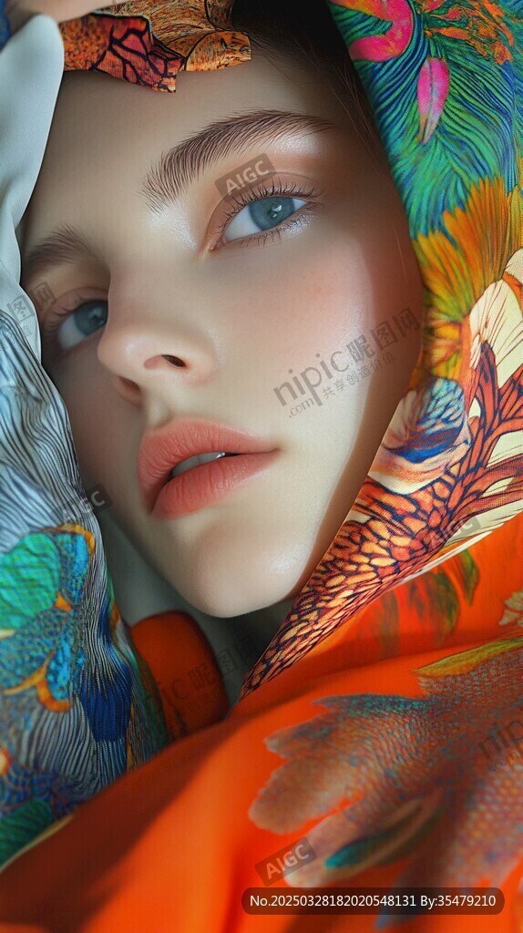 彩衣覆面的迷人少女