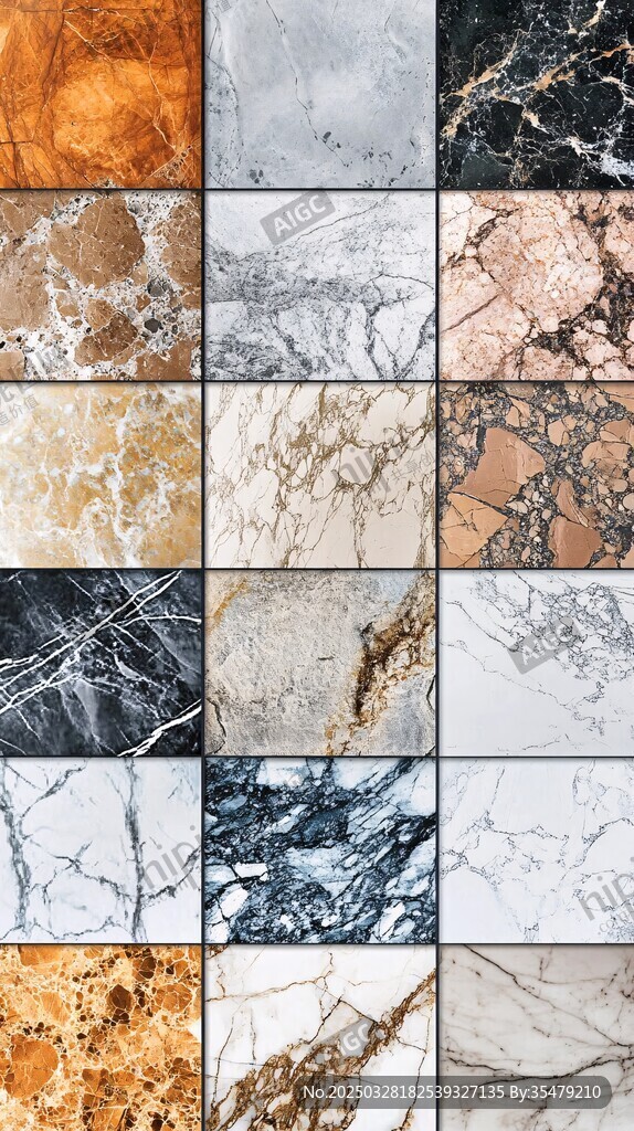 多样大理石纹理瓷砖展示