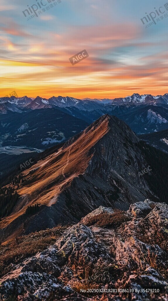 日落时分的壮丽山峰景观