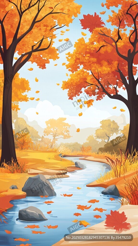 秋日溪边美景